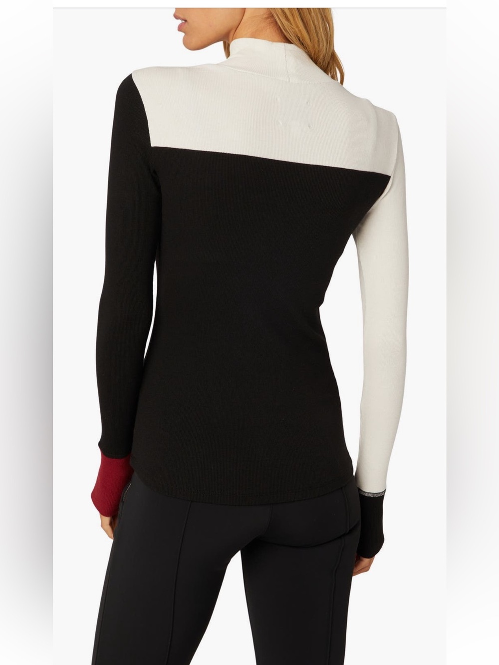 🆕 ANR+ Alpen Rock Fallon Women Black White Red SKI Patch Ribbed Mock Neck - Picture 3 of 3